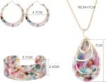 ORAZIO Acrylic Jewelry Set for Women Statement Boho Resin Earrings Necklace Bracelet - Image 8
