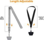 CACOE Phone Lanyard 2 Pack-2× Adjustable Neck Strap,2× Phone Patches,Universal Cell Phone Multifuctional Patch Lanyards Compatible with Most Smartphones(Black+Gray) - Image 6