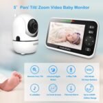 HelloBaby 5" Screen Baby Monitor with 4 Cameras - No WiFi HB6550 Video Baby Monitor, Pan-Tilt-Zoom, 26 Hour Battery, ECO, Night Vision, Temperature Sensor & 2-Way Audio, 8 Lullabies, 1000ft Long Range - Image 3