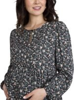 Motherhood Maternity Women's Long Sleeve Empire Waist Keyhole Woven Pregnancy Blouse - Image 3