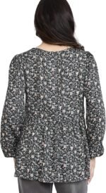 Motherhood Maternity Women's Long Sleeve Empire Waist Keyhole Woven Pregnancy Blouse - Image 5