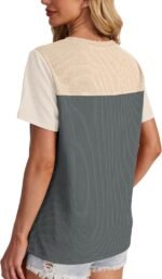 WIHOLL Womens Fashion 2026 Color Block Shirts Short Sleeve Crewneck Knitted Spring Summer Tops Casual Trendy - Image 3