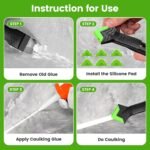 Caulking Tool 5 in 1 Silicone Caulking Grout Removal Sealant Finishing Tool with Grout Scraper, 6 Exchange Silicone Pads, Adhesive Residue Scraper Seam Repair Kit for Kitchen Bathroom - Image 3