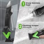 Caulking Tool 5 in 1 Silicone Caulking Grout Removal Sealant Finishing Tool with Grout Scraper, 6 Exchange Silicone Pads, Adhesive Residue Scraper Seam Repair Kit for Kitchen Bathroom - Image 4