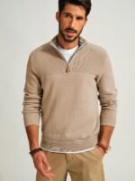 PJ PAUL JONES Men's Quarter Zip Sweater Slim Fit Casual Pullover Sweater Mock Neck Polo Sweaters - Image 3