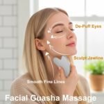 Stainless Steel Gua Sha Tool & Lymphatic Drainage Face Brush Set, TWPER Facial Massage Kit for Jawline Sculpting Puffiness Lifting Relaxation, Contour Face Brush with Storage Case - Image 4