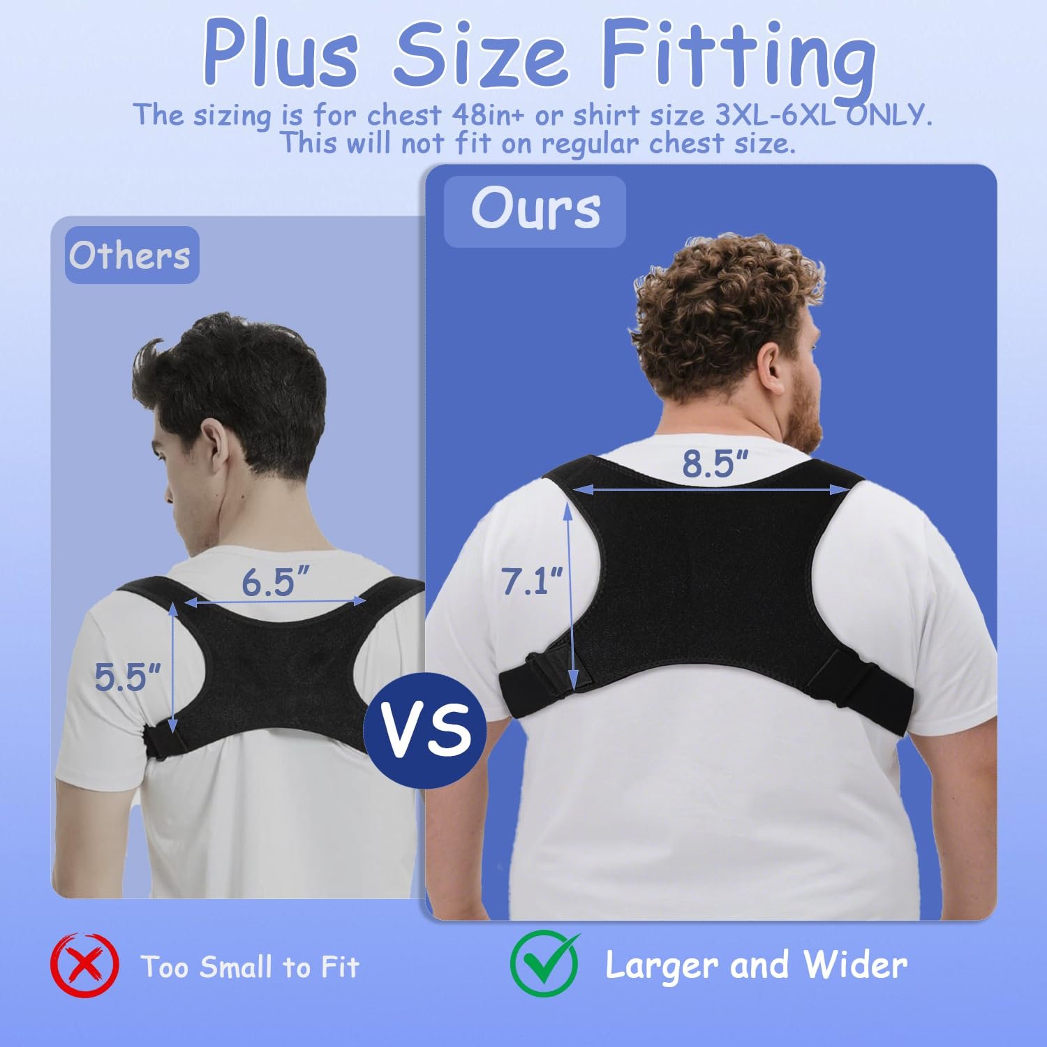 King Mills Plus Size Back Brace for Lower Back Pain, Breathable Posture Corrector for Women & Men Plus Size 3XL to 6XL, Adjustable Support Brace for Big & Tall - Image 3