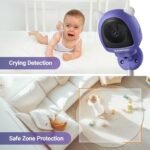 Smart Baby Monitor Contact-Free AI Solution for Breathing Tracker & Cry/Cross/Safe Zone Detection, 2K Viedo Camera HD Night Vision, 2-Way Audio, Soothing Sounds, No Monthly Fee Wall-Mount - Image 4