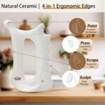 Ceramic 6‑in‑1 Gua Sha Tool for Face & Body, Jawline Sculpting, Double Chin Reduction, Lymphatic Drainage, Trigger Point Manual Massage Tool, Self-Care Gift Box for Women, White - Image 4