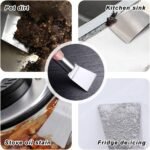 Kitchen Stove Cleaning Brush + Scraper Tool Set, Brass Wire Brushes for Range Hood Grease Grime, Rust Cleaner Heavy Duty Stainless Steel Putty Scraper for Gas Burners Cooktop Pot Pan - Image 3