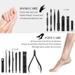 Nail Clippers Set, 26 Piece Manicure Set & Pedicure Kit, Stainless Steel Fingernail & Toenail Clipper Cutters, Professional Nail Care Tools with Luxurious Travel Case for Men and Women, Black - Image 3