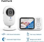 TakTark Baby Monitor, 3.2'' Color LCD Screen, 2 Way Audio, Infrared Night Vision, Digital Zoom, VOX Mode, Room Temperature Display, Long Range - Image 3