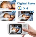 TakTark Baby Monitor, 3.2'' Color LCD Screen, 2 Way Audio, Infrared Night Vision, Digital Zoom, VOX Mode, Room Temperature Display, Long Range - Image 7