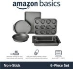 Amazon Basics 6 Piece Nonstick Carbon Steel Bakeware Set with Cake, Muffin, Cookie, and Loaf Pans, Easy Release, Oven Safe, 16.25 x 11.75 x 6.25 inches - Image 3