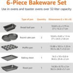 Amazon Basics 6 Piece Nonstick Carbon Steel Bakeware Set with Cake, Muffin, Cookie, and Loaf Pans, Easy Release, Oven Safe, 16.25 x 11.75 x 6.25 inches - Image 5