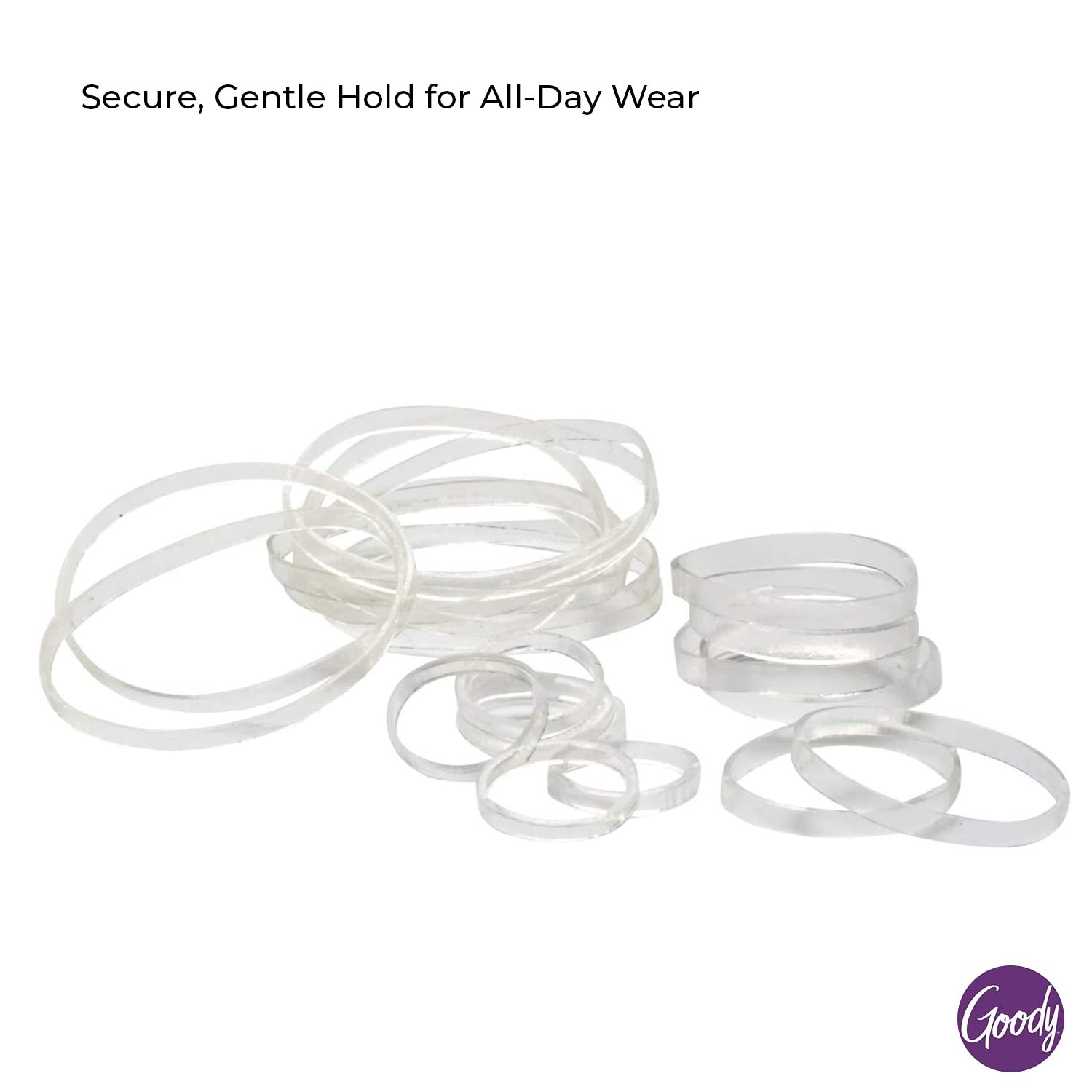 Goody Ouchless Polyband Hair Ties - 250 Ct, Clear, Latex Hair Bands for Women's Hair, Easy Glide, Ultra-Strong Hold Hair Accessories for Women & Men, Secure Hold Ridge Design, All Hair Types - Image 5