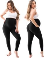 Walifrey Women's Maternity Leggings with Pockets Over The Belly,Pregnancy Yoga Pants Activewear Workout Leggings - Image 3