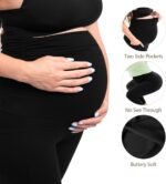 Walifrey Women's Maternity Leggings with Pockets Over The Belly,Pregnancy Yoga Pants Activewear Workout Leggings - Image 6