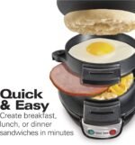 Hamilton Beach Breakfast Sandwich Maker with Egg Cooker Ring, Customize Ingredients, Perfect for English Muffins, Croissants, Mini Waffles, Perfect White Elephant Gifts, Black (25477) - Image 3