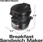 Hamilton Beach Breakfast Sandwich Maker with Egg Cooker Ring, Customize Ingredients, Perfect for English Muffins, Croissants, Mini Waffles, Perfect White Elephant Gifts, Black (25477) - Image 6
