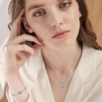 Hadskiss Silver Cubic Zirconia Earrings and Pendant Necklace Link Bracelet Set for Women 14K White Gold Plated Square Wedding Jewelry Sets for Bride Bridesmaid - Image 4