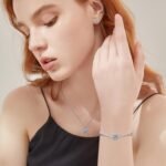 Hadskiss Silver Cubic Zirconia Earrings and Pendant Necklace Link Bracelet Set for Women 14K White Gold Plated Square Wedding Jewelry Sets for Bride Bridesmaid - Image 5