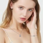 Hadskiss Silver Cubic Zirconia Earrings and Pendant Necklace Link Bracelet Set for Women 14K White Gold Plated Square Wedding Jewelry Sets for Bride Bridesmaid - Image 6