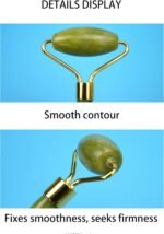 Stone Facial Massage Roller and Gua Sha Set Body Meridian Redness Skin Care Self Care for Men Women Massager for Face Eyes Neck Relieve Fine Lines and Wrinkles Quartz Home Massage 2-Sets Angle Green 4 - Image 4