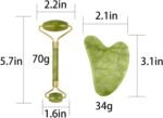 Stone Facial Massage Roller and Gua Sha Set Body Meridian Redness Skin Care Self Care for Men Women Massager for Face Eyes Neck Relieve Fine Lines and Wrinkles Quartz Home Massage 2-Sets Angle Green 4 - Image 5