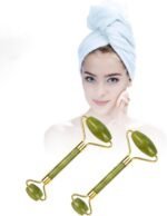 Stone Facial Massage Roller and Gua Sha Set Body Meridian Redness Skin Care Self Care for Men Women Massager for Face Eyes Neck Relieve Fine Lines and Wrinkles Quartz Home Massage 2-Sets Angle Green 4 - Image 6
