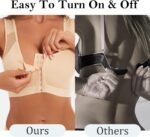 Front Closure Posture Corrector Wireless Bra Back Support Comfy Unlined Bras Full Coverage Bra with Nipple Covers - Image 3