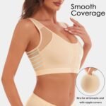 Front Closure Posture Corrector Wireless Bra Back Support Comfy Unlined Bras Full Coverage Bra with Nipple Covers - Image 4