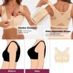Front Closure Posture Corrector Wireless Bra Back Support Comfy Unlined Bras Full Coverage Bra with Nipple Covers - Image 7
