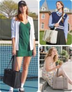 BAGSMART Boxy Tote Bag for Women, Crossbody Bag with Zipper, Crush Bow Purses for Travel Work College - Image 3