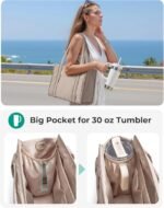 BAGSMART Boxy Tote Bag for Women, Crossbody Bag with Zipper, Crush Bow Purses for Travel Work College - Image 4