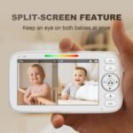 Kidsneed 5" Split Screen Baby Monitor with 2 HD 720P Cameras and Audio - No WiFi,Long Battery Life, Night Vision, Remote Pan& Tilt& Zoom，Two-Way Talk, Lullabies, Thermal Monitor, 1000ft Range（510FV2） - Image 8