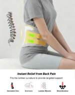 Posture Corrector For Women and Men, Breathable Waist Lumbar Support Belt for Sciatica, Herniated Disc, Scoliosis Back Pain Relief, Heavy lifting, with Dual Adjustable Straps - Image 3