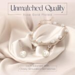 Crystalline Azuria Jewelry Simulated White Pearls Necklace Earrings Bracelet for Women Wedding Party Bridal and Bridesmaid Accessories Rose Gold Plated - Image 6