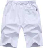 QPNGRP Mens Shorts Casual Drawstring Zipper Pockets Elastic Waist - Image 4