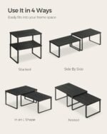 SONGMICS Cabinet Organizer Shelf, Set of 2 Kitchen Counter Shelves, Kitchen Storage, Spice Rack, Stackable, Expandable, Metal and Engineered Wood, Ink Black and Charcoal Black UKCS02B01 - Image 5