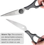 Linoroso Kitchen Shears Heavy Duty Kitchen Scissors with Magnetic Holder, Dishwasher Safe Scissors All Purpose Come Apart Blade Made with Japanese Steel 4034 for Meat/Vegetables/BBQ/Herbs, Black - Image 3