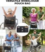 Wheelchair Side Bag with Cup Holder, Wheelchair Armrest Pouch Accessories for Walker, Rollator, Electric Scooter Wheelchairs, Ideal Gift for Mother's Day & Father's Day - Image 3