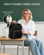 LOVEVOOK Laptop Backpack for Women with Giant Tumbler Holder Pocket,15.6 inch Waterproof Travel Backpack Purse Computer Laptop Bag,Professional Work College Nurse Teacher Backpack Casual Daypack,Black - Image 3