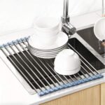MECHEER Over The Sink Dish Drying Rack, Roll Up Dish Drying Rack Kitchen Dish Rack Stainless Steel Sink Drying Rack, Foldable Dish Drainer, 17.5''x11.8'' - Image 3