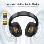QCY H3S Wireless Bluetooth Over-Ear Headphones with 56dB Hybrid ANC, 102H Playtime, Hi-Res Audio, Deep Bass, Gaming Mode, Comfort Fit, Foldable Design, Built-in Mic for Travel/Work (Black) - Image 4