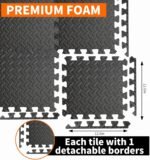 18 Pack Interlocking Gym Flooring Mats for Home Gym, 0.4 Inch Thick Non-Slip EVA Foam Puzzle Exercise Tiles with Edge Strips, Shock Absorption for Workout, Yoga, Treadmill, Garage, Basement - Image 4