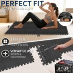 18 Pack Interlocking Gym Flooring Mats for Home Gym, 0.4 Inch Thick Non-Slip EVA Foam Puzzle Exercise Tiles with Edge Strips, Shock Absorption for Workout, Yoga, Treadmill, Garage, Basement - Image 7
