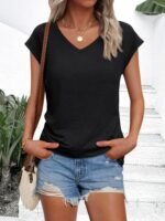 AUTOMET Womens V Neck T Shirts Spring Summer Cap Sleeve Basic Tees Trendy Cute Tops for Work Dressy Casual Beach Vacation - Image 4