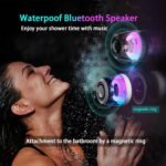 Magnetic Bluetooth Speaker,Wireless Induction Bluetooth Speaker,Mini Portable Cell Phone Stand for iPhone, Lanyard & RGB Night Light,or Home,Outdoors,Pool,Gift (Black-1PCS) - Image 4