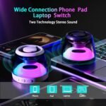 Magnetic Bluetooth Speaker,Wireless Induction Bluetooth Speaker,Mini Portable Cell Phone Stand for iPhone, Lanyard & RGB Night Light,or Home,Outdoors,Pool,Gift (Black-1PCS) - Image 6